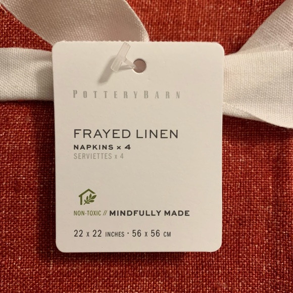 NWT Pottery Barn Red Frayed Linen Napkins. Set of four. Perfect for Christmas 🎄 - Picture 6 of 6